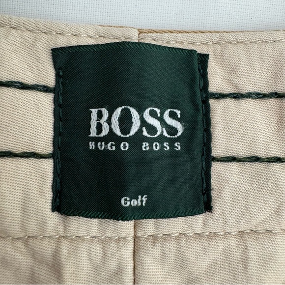 Hugo Boss Roberts Inn Polyester Tan Khaki Mens Pleated Golf Pant Size 40x34 NWD - Picture 6 of 14